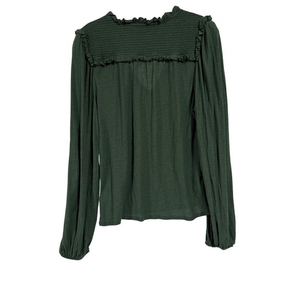 Nation LTD Dolly Smocked Shoulder‎ V-Neck Tee in Evergreen Size XL - Picture 6 of 8